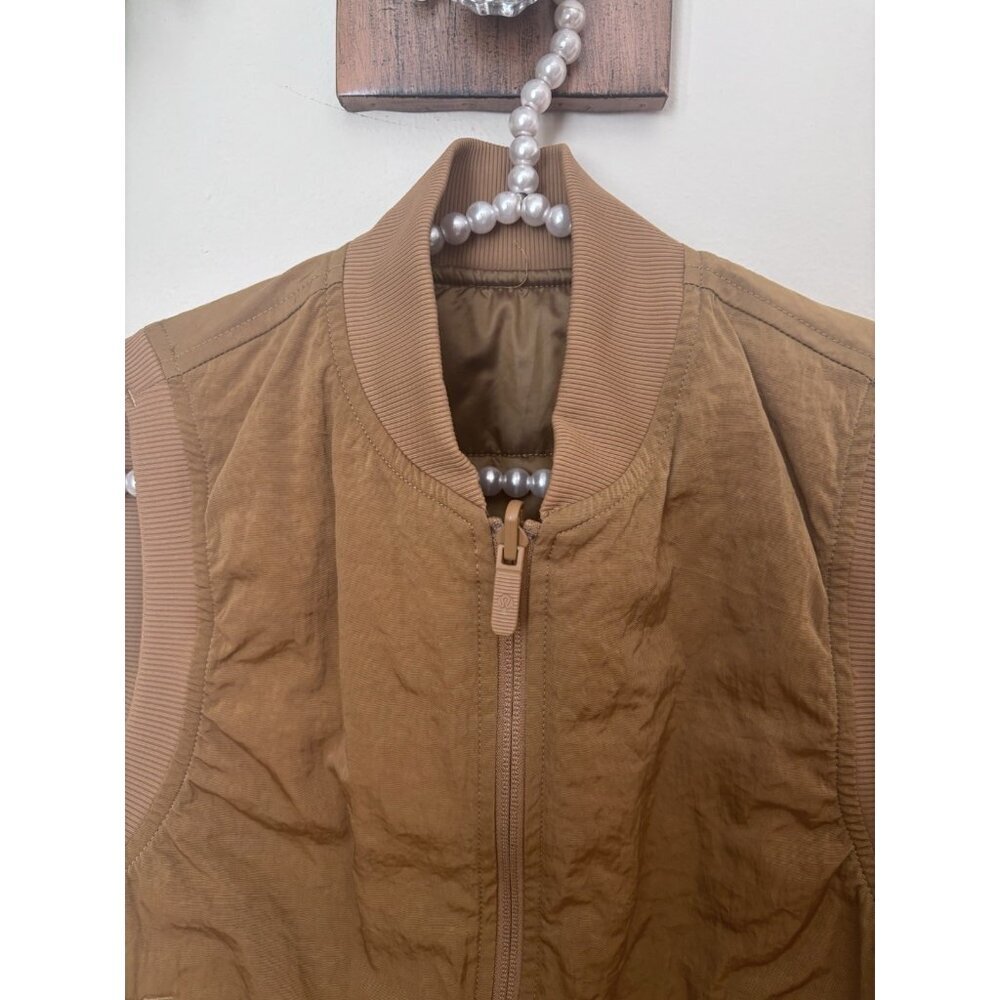 Lululemon Womens Size 2 Non-Stop Bomber Vest Mustard Yellow Full Zip - Picture 2 of 5